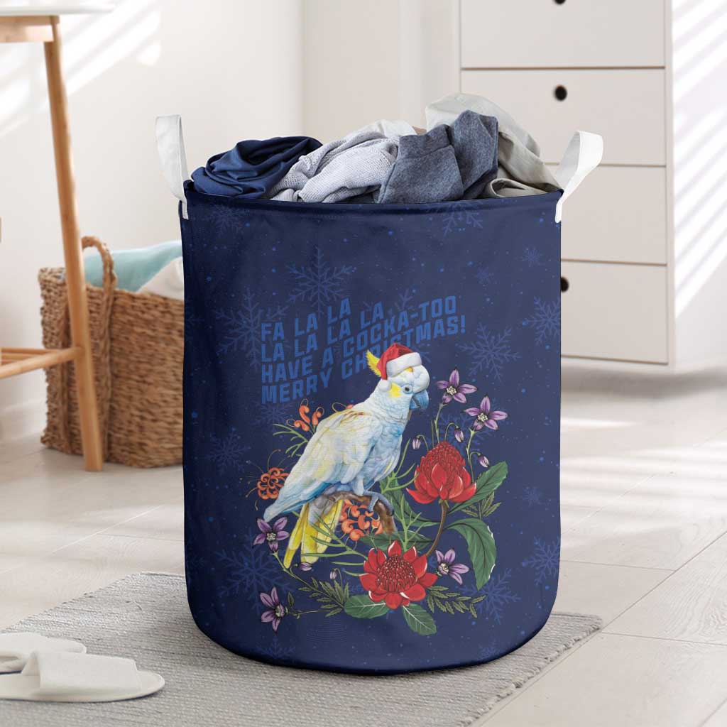 Merry Cocka-mas Laundry Basket Australia Christmas Blue Art - Aussie Hoodie