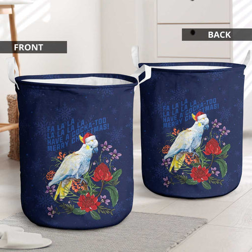 Merry Cocka-mas Laundry Basket Australia Christmas Blue Art - Aussie Hoodie