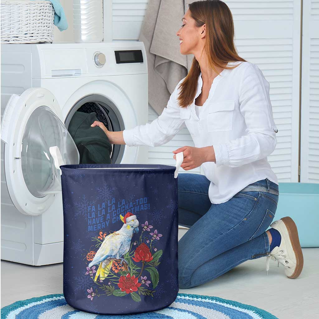 Merry Cocka-mas Laundry Basket Australia Christmas Blue Art - Aussie Hoodie