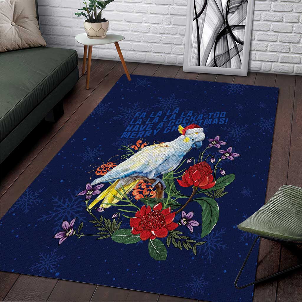 Merry Cocka-mas Area Rug Australia Christmas Blue Art - Aussie Hoodie