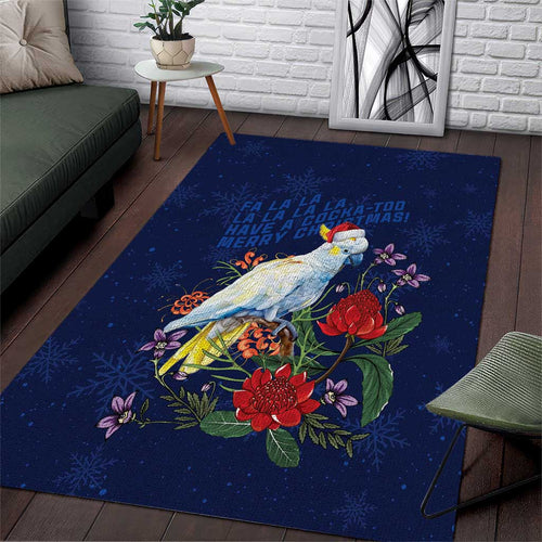 Merry Cocka-mas Area Rug Australia Christmas Blue Art - Aussie Hoodie