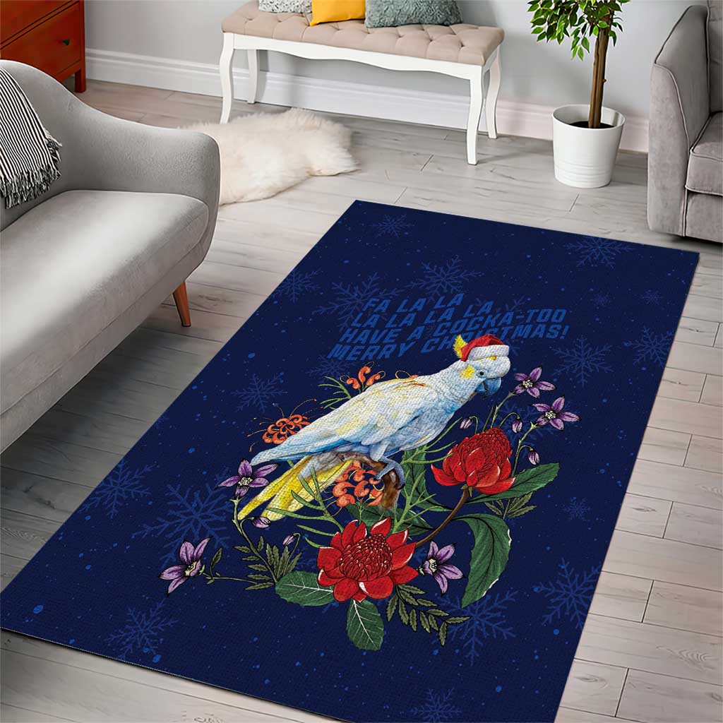 Merry Cocka-mas Area Rug Australia Christmas Blue Art - Aussie Hoodie