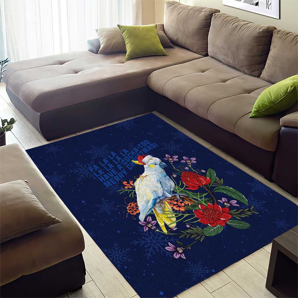 Merry Cocka-mas Area Rug Australia Christmas Blue Art - Aussie Hoodie