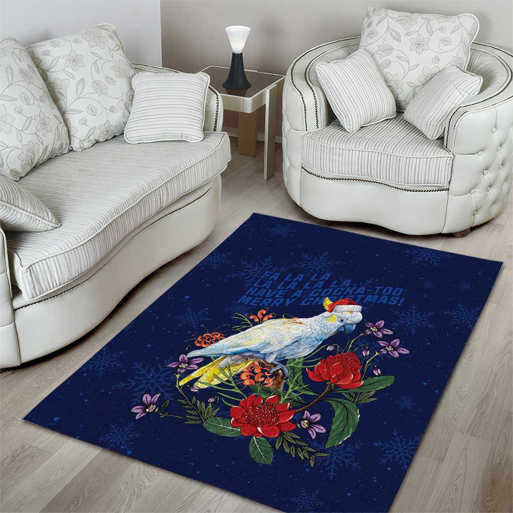 Merry Cocka-mas Area Rug Australia Christmas Blue Art - Aussie Hoodie