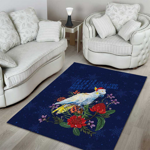 Merry Cocka-mas Area Rug Australia Christmas Blue Art - Aussie Hoodie