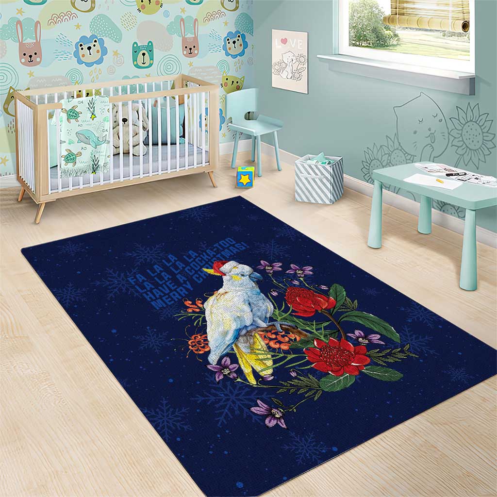 Merry Cocka-mas Area Rug Australia Christmas Blue Art - Aussie Hoodie