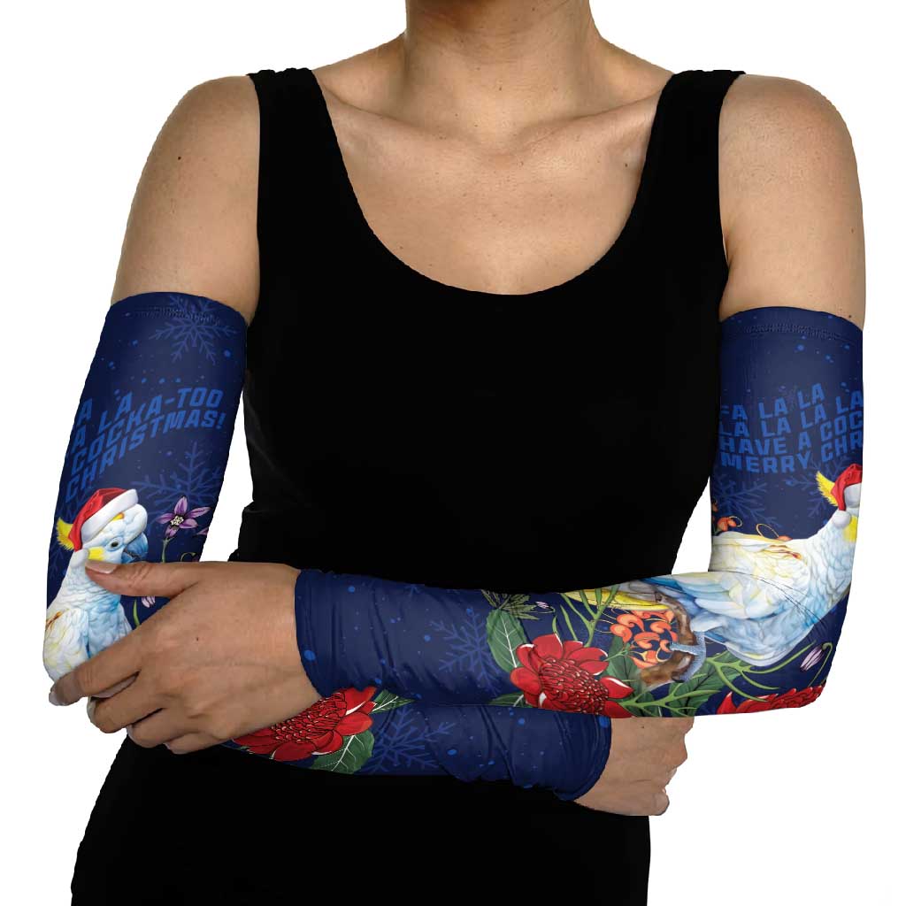 Merry Cocka-mas Arm Sleeves Australia Christmas Blue Art - Aussie Hoodie
