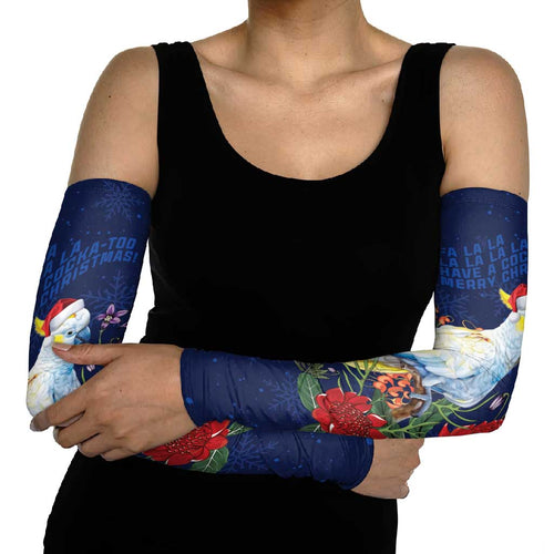 Merry Cocka-mas Arm Sleeves Australia Christmas Blue Art - Aussie Hoodie