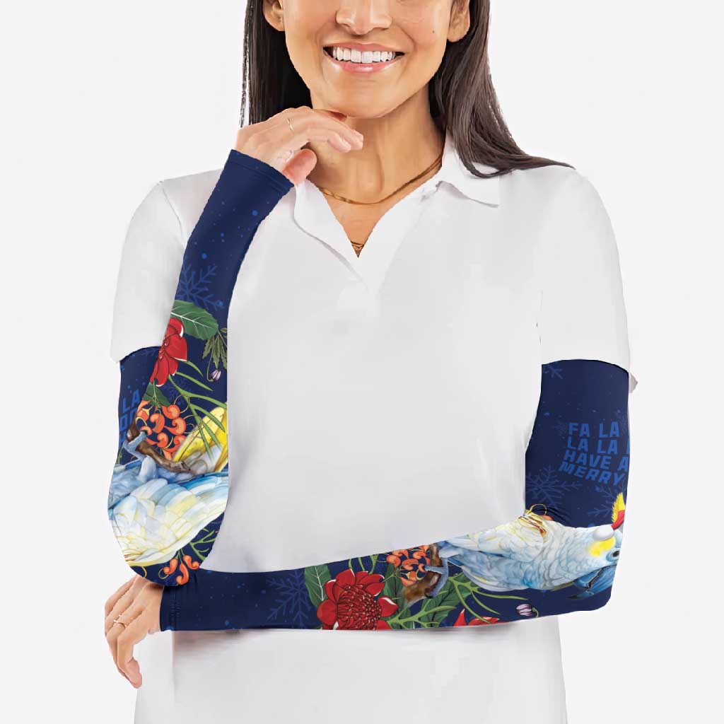 Merry Cocka-mas Arm Sleeves Australia Christmas Blue Art - Aussie Hoodie