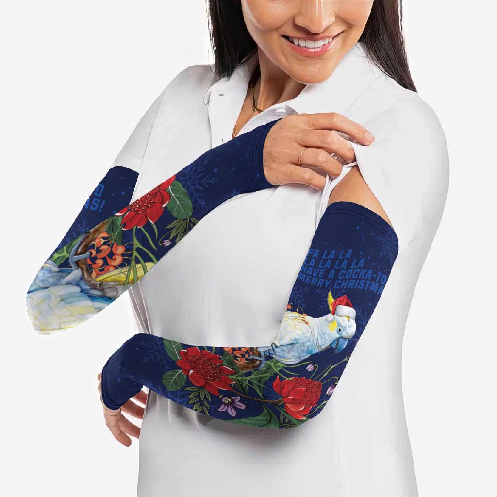 Merry Cocka-mas Arm Sleeves Australia Christmas Blue Art - Aussie Hoodie