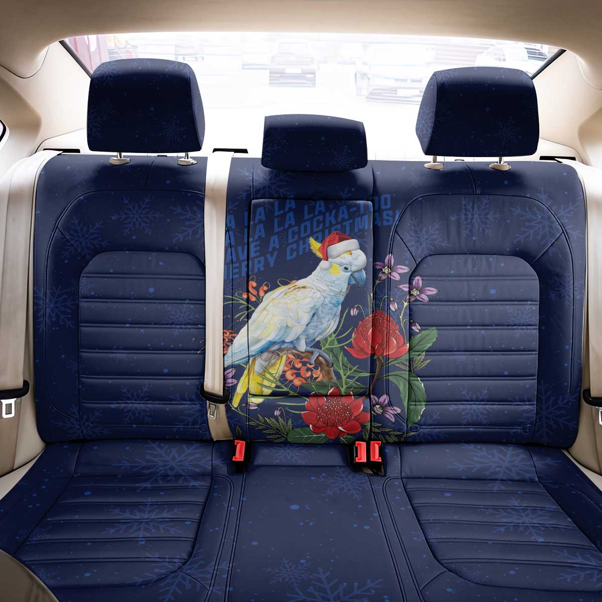 Merry Cocka-mas Back Car Seat Cover Australia Christmas Blue Art - Aussie Hoodie