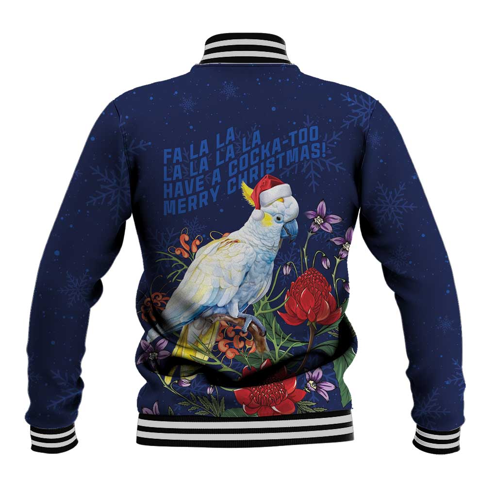 Merry Cocka-mas Baseball Jacket Australia Christmas Blue Art - Aussie Hoodie