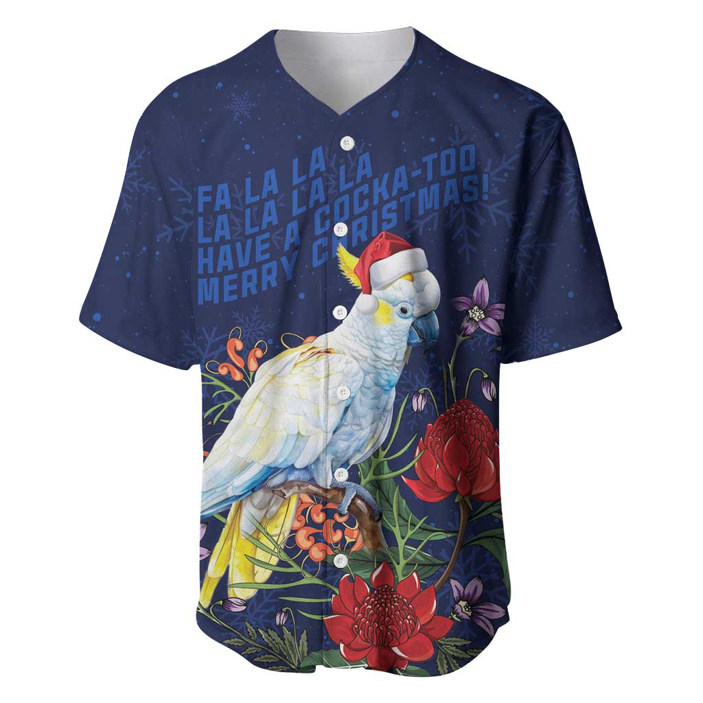 Merry Cocka-mas Baseball Jersey Australia Christmas Blue Art - Aussie Hoodie