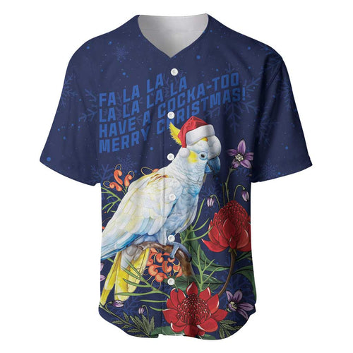 Merry Cocka-mas Baseball Jersey Australia Christmas Blue Art - Aussie Hoodie