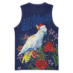 Merry Cocka-mas Basketball Jersey Australia Christmas Blue Art - Aussie Hoodie