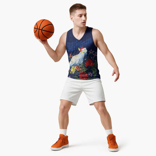 Merry Cocka-mas Basketball Jersey Australia Christmas Blue Art - Aussie Hoodie