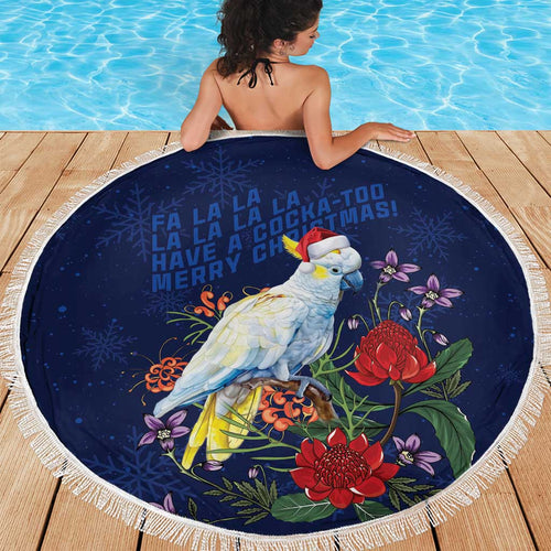 Merry Cocka-mas Beach Blanket Australia Christmas Blue Art - Aussie Hoodie