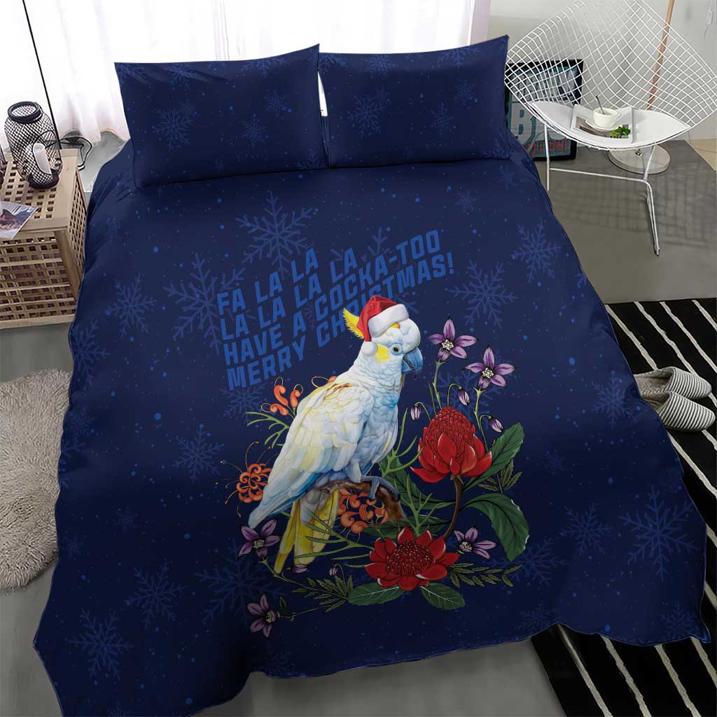 Merry Cocka-mas Bedding Set Australia Christmas Blue Art - Aussie Hoodie