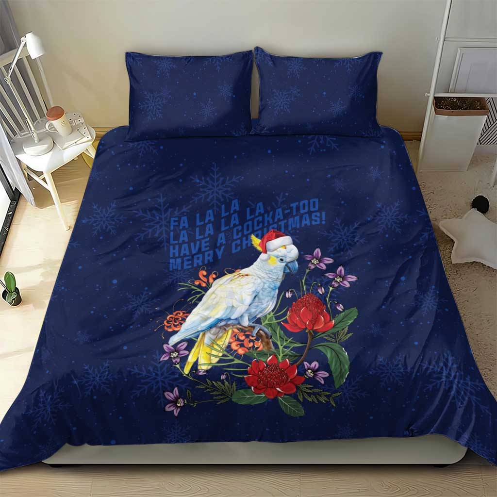 Merry Cocka-mas Bedding Set Australia Christmas Blue Art - Aussie Hoodie