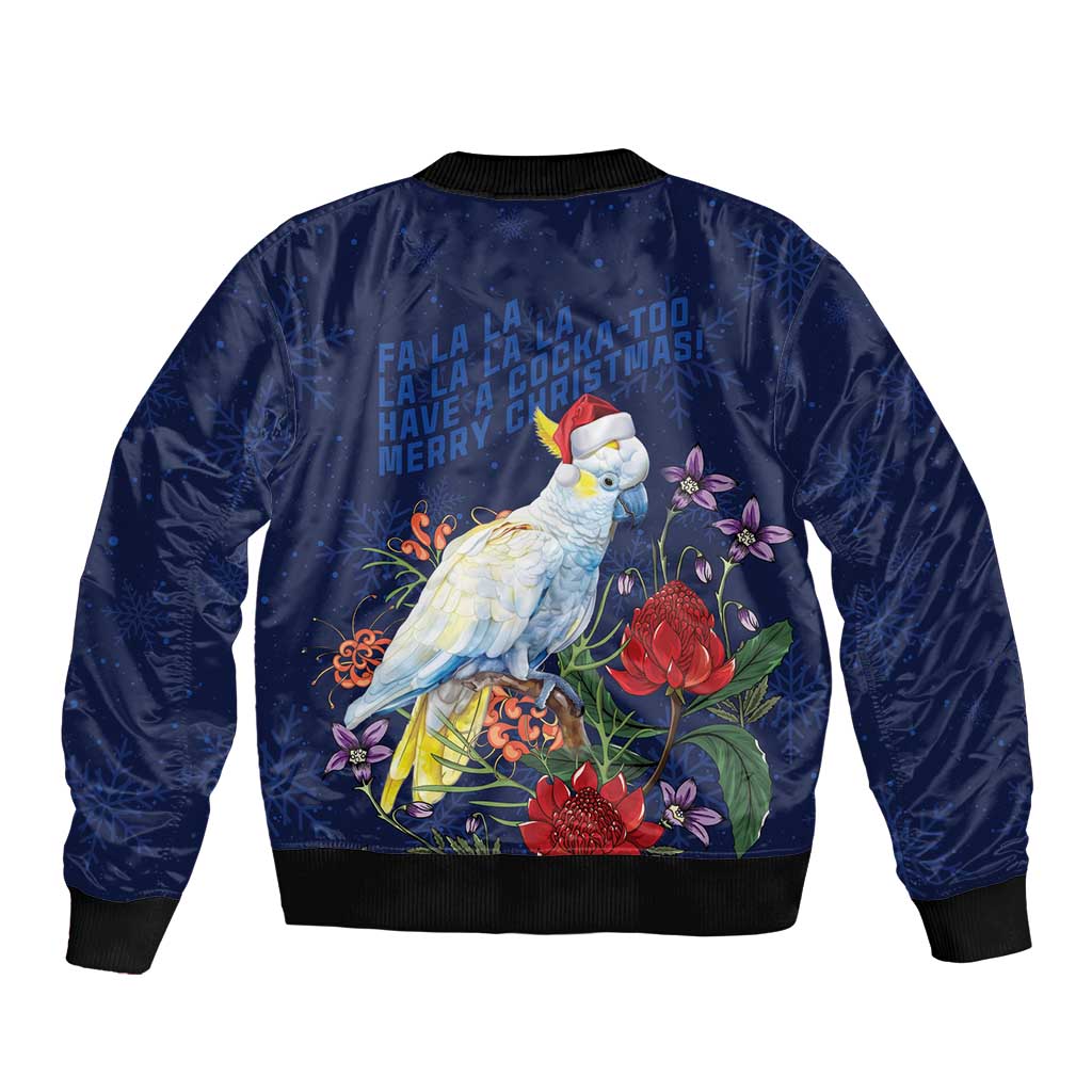 Merry Cocka-mas Bomber Jacket Australia Christmas Blue Art - Aussie Hoodie