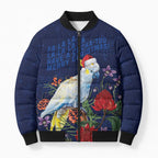 Merry Cocka-mas Bomber Puffer Jacket Australia Christmas Blue Art - Aussie Hoodie
