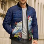 Merry Cocka-mas Bomber Puffer Jacket Australia Christmas Blue Art - Aussie Hoodie