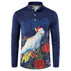 Merry Cocka-mas Button Sweatshirt Australia Christmas Blue Art - Aussie Hoodie