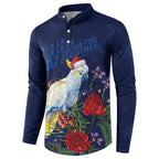 Merry Cocka-mas Button Sweatshirt Australia Christmas Blue Art - Aussie Hoodie