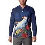 Merry Cocka-mas Button Sweatshirt Australia Christmas Blue Art - Aussie Hoodie
