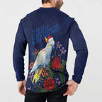 Merry Cocka-mas Button Sweatshirt Australia Christmas Blue Art - Aussie Hoodie