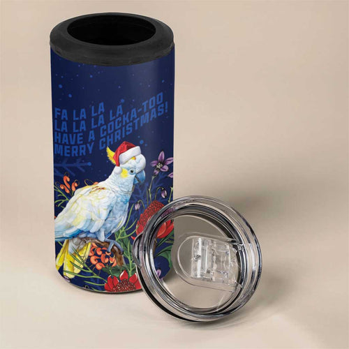 Merry Cocka-mas 4 in 1 Can Cooler Tumbler Australia Christmas Blue Art - Aussie Hoodie