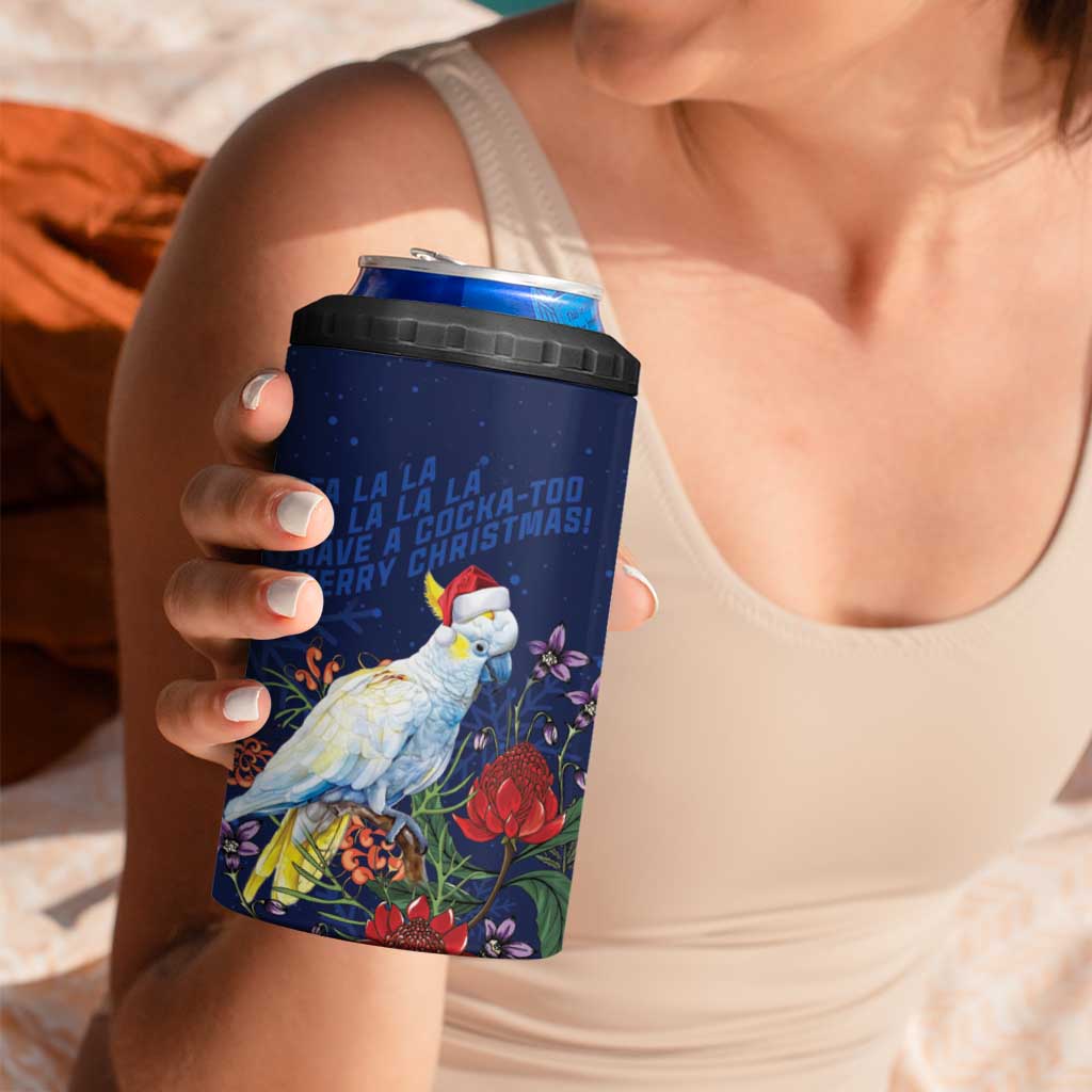 Merry Cocka-mas 4 in 1 Can Cooler Tumbler Australia Christmas Blue Art - Aussie Hoodie