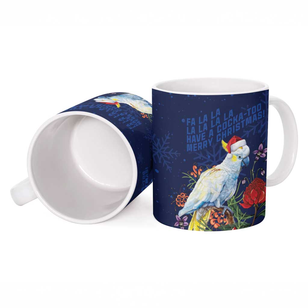 Merry Cocka-mas Ceramic Mug Australia Christmas Blue Art - Aussie Hoodie