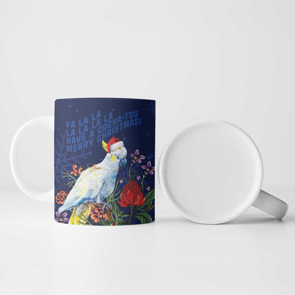 Merry Cocka-mas Ceramic Mug Australia Christmas Blue Art - Aussie Hoodie
