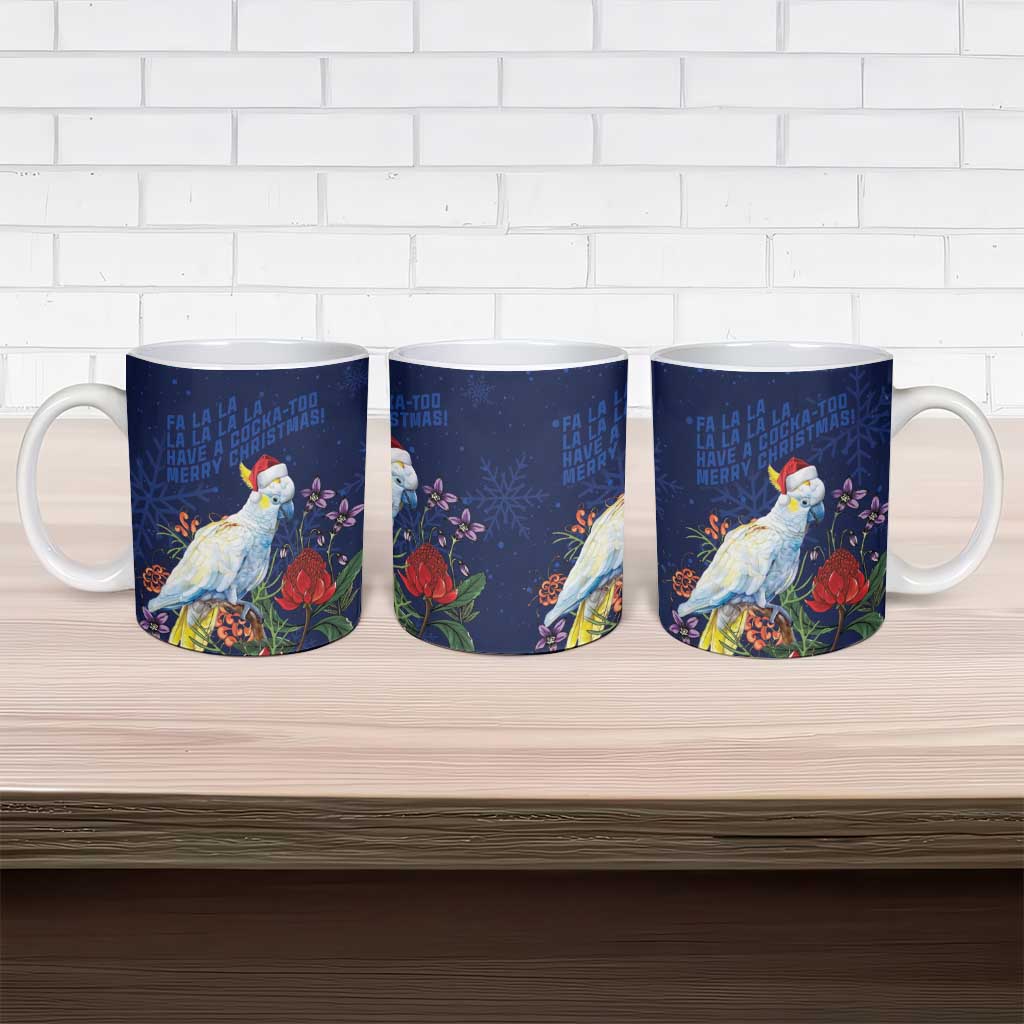 Merry Cocka-mas Ceramic Mug Australia Christmas Blue Art - Aussie Hoodie