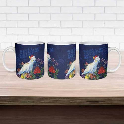 Merry Cocka-mas Ceramic Mug Australia Christmas Blue Art - Aussie Hoodie