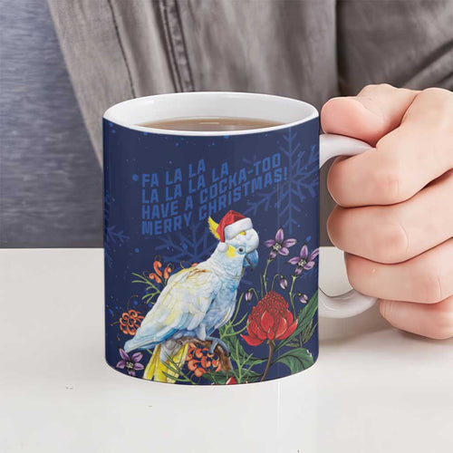 Merry Cocka-mas Ceramic Mug Australia Christmas Blue Art - Aussie Hoodie