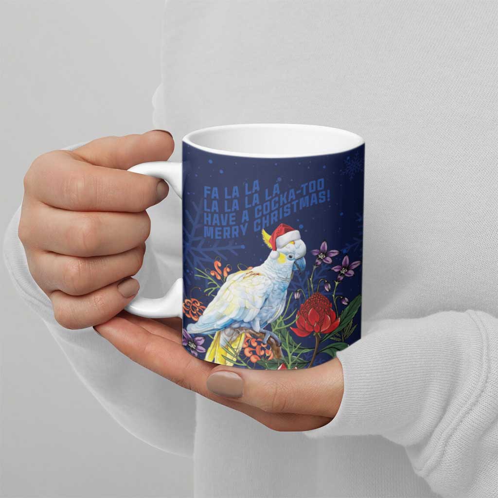 Merry Cocka-mas Ceramic Mug Australia Christmas Blue Art - Aussie Hoodie