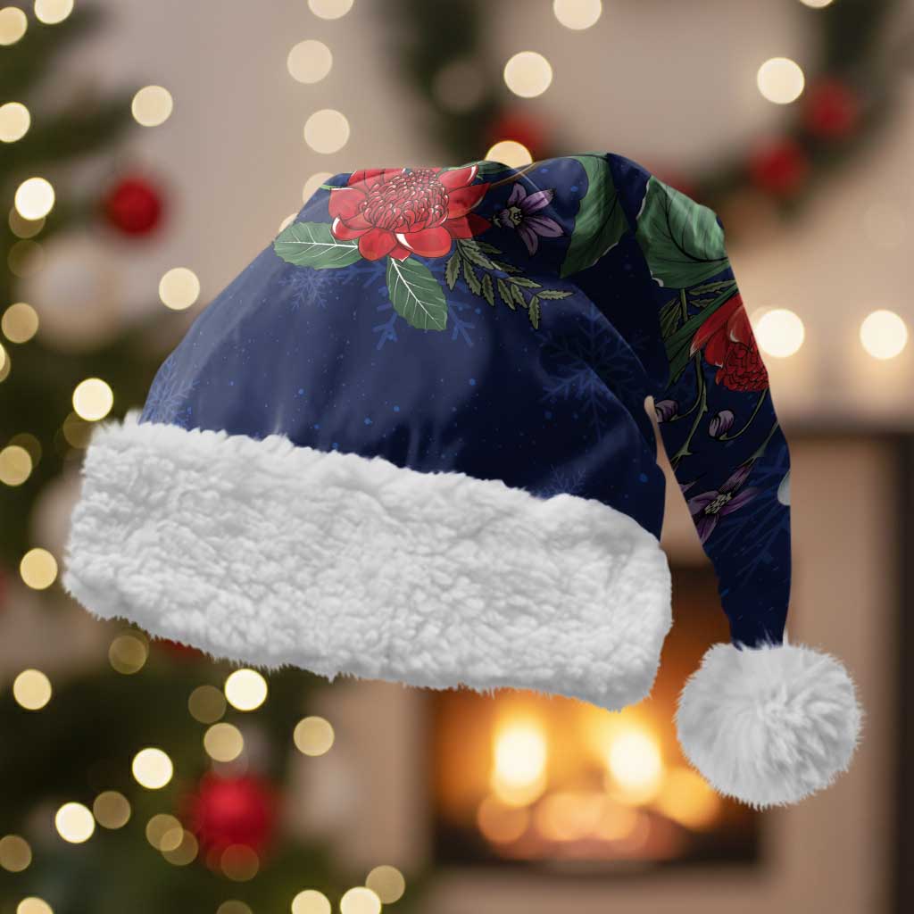 Merry Cocka-mas Christmas Santa Hat Australia Christmas Blue Art - Aussie Hoodie