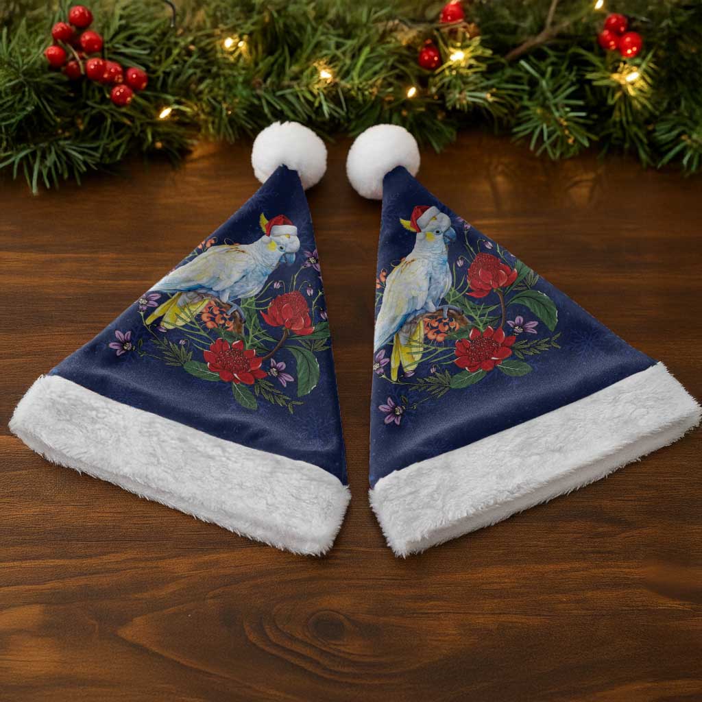 Merry Cocka-mas Christmas Santa Hat Australia Christmas Blue Art - Aussie Hoodie