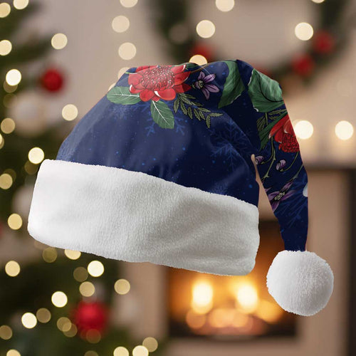 Merry Cocka-mas Christmas Santa Hat Australia Christmas Blue Art - Aussie Hoodie