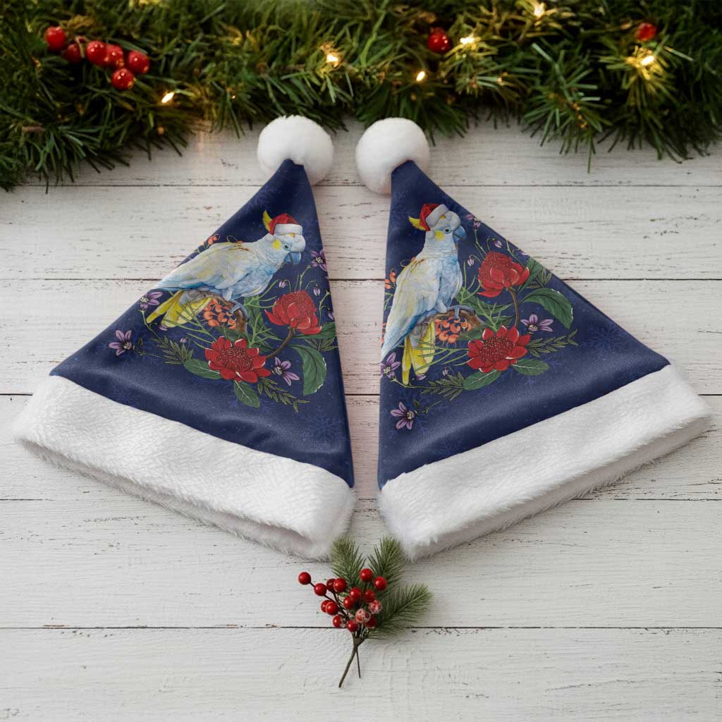 Merry Cocka-mas Christmas Santa Hat Australia Christmas Blue Art - Aussie Hoodie