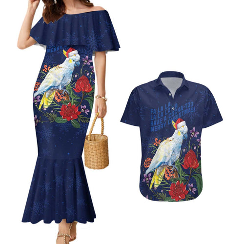 Merry Cocka-mas Couples Matching Mermaid Dress and Hawaiian Shirt Australia Christmas Blue Art - Aussie Hoodie