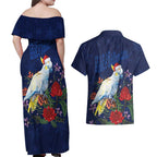 Merry Cocka-mas Couples Matching Off Shoulder Maxi Dress and Hawaiian Shirt Australia Christmas Blue Art - Aussie Hoodie