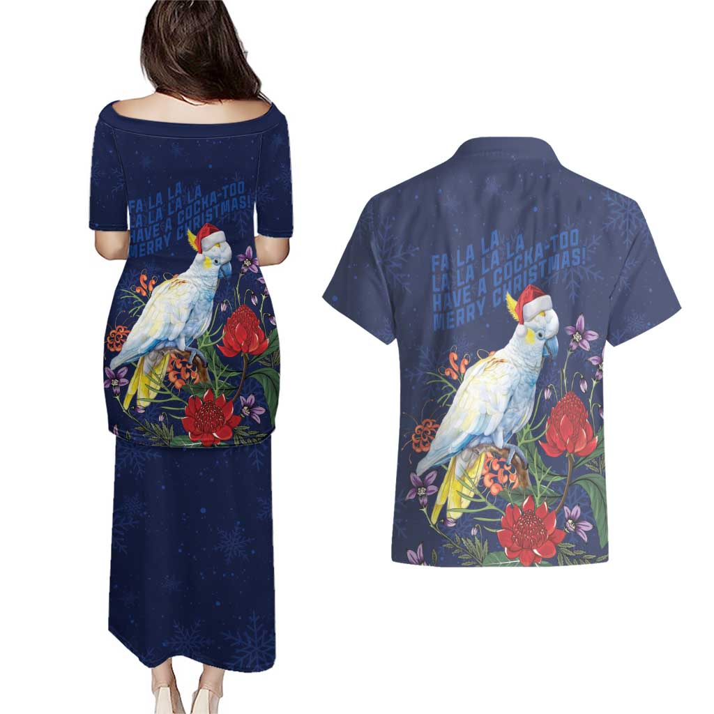 Merry Cocka-mas Couples Matching Puletasi and Hawaiian Shirt Australia Christmas Blue Art - Aussie Hoodie