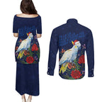 Merry Cocka-mas Couples Matching Puletasi and Long Sleeve Button Shirt Australia Christmas Blue Art - Aussie Hoodie