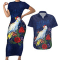 Merry Cocka-mas Couples Matching Short Sleeve Bodycon Dress and Hawaiian Shirt Australia Christmas Blue Art - Aussie Hoodie