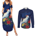 Merry Cocka-mas Couples Matching Summer Maxi Dress and Long Sleeve Button Shirt Australia Christmas Blue Art - Aussie Hoodie