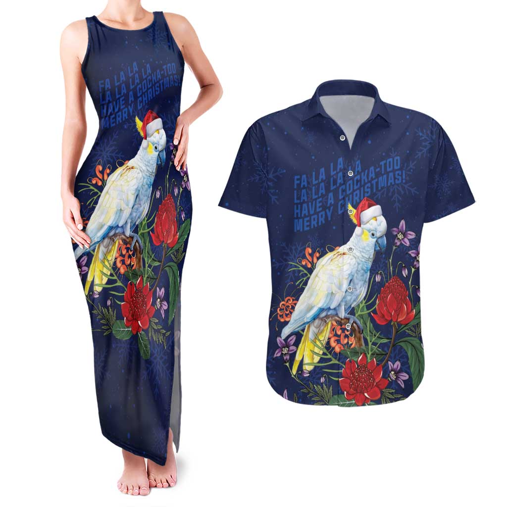 Merry Cocka-mas Couples Matching Tank Maxi Dress and Hawaiian Shirt Australia Christmas Blue Art - Aussie Hoodie