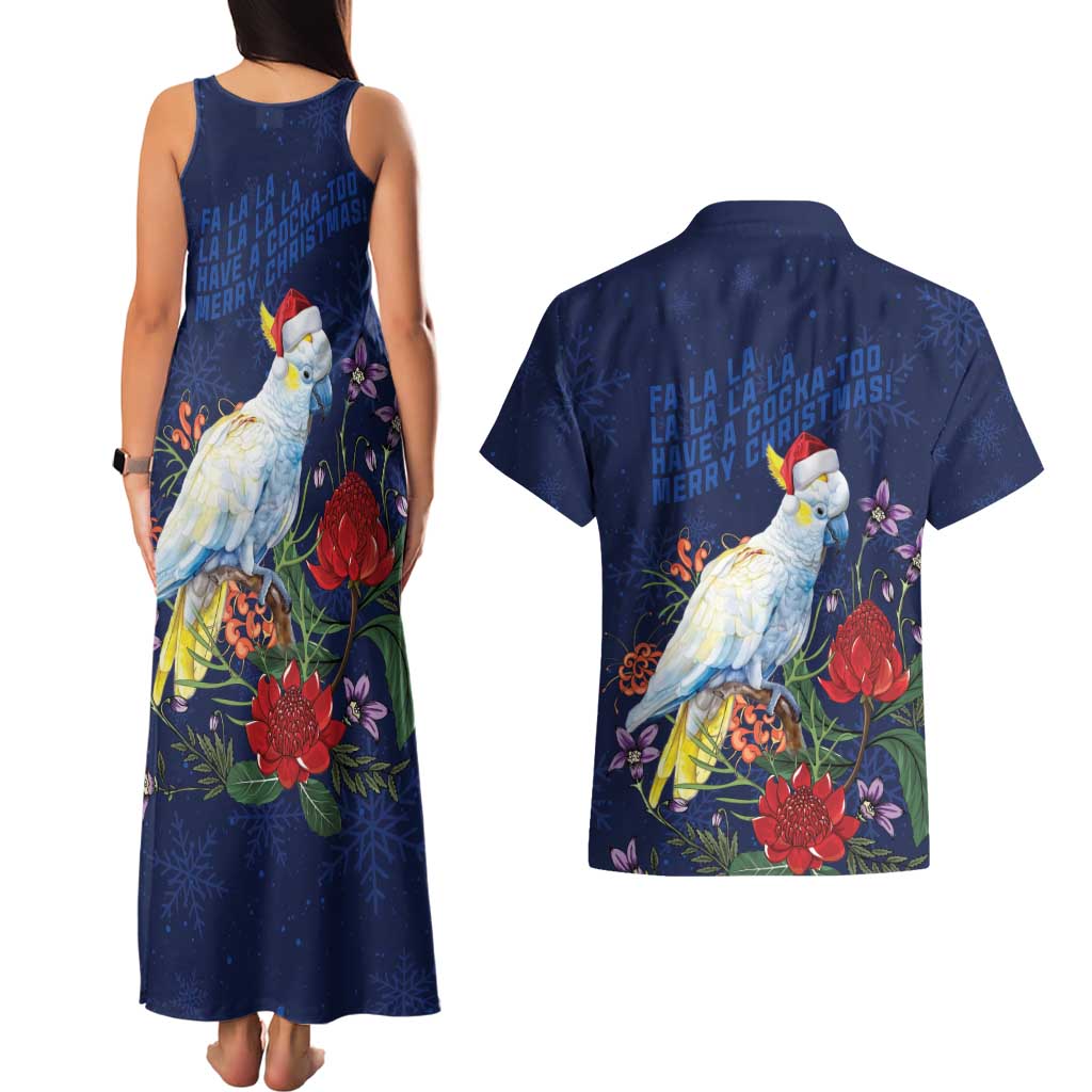Merry Cocka-mas Couples Matching Tank Maxi Dress and Hawaiian Shirt Australia Christmas Blue Art - Aussie Hoodie